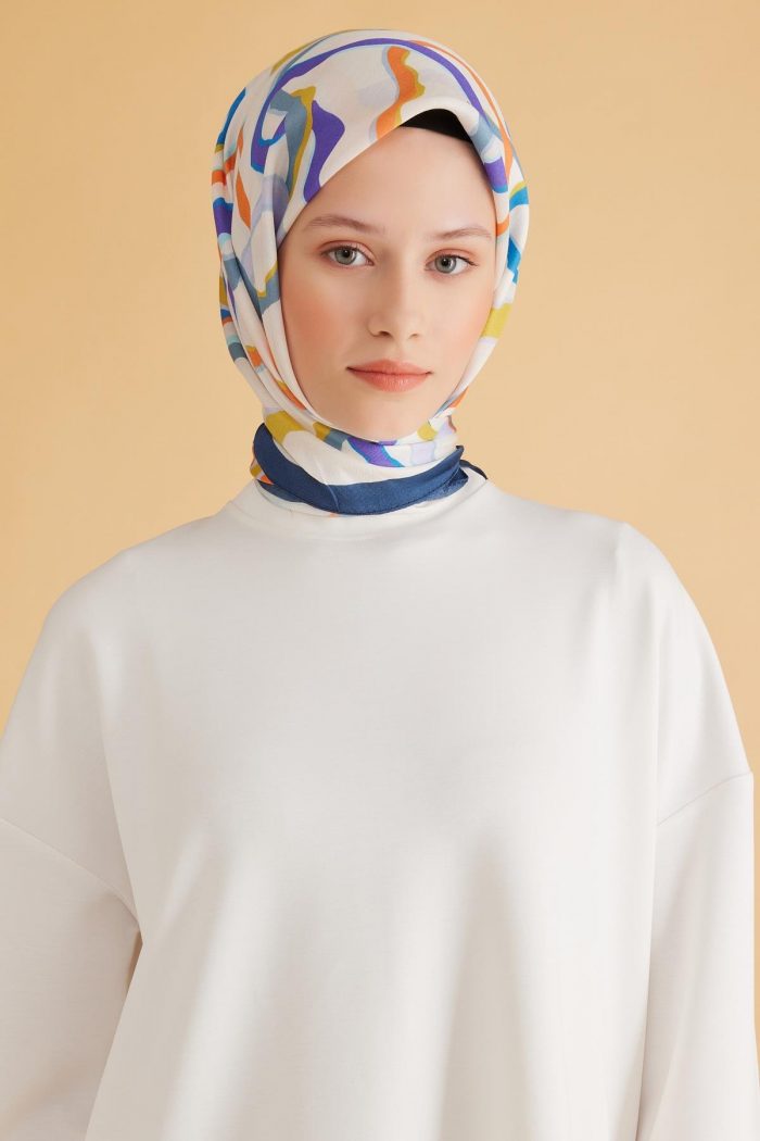 Belli Fresh Pure Eşarp 4-08 Lacivert Karışık Desen 49970 - Görsel 1