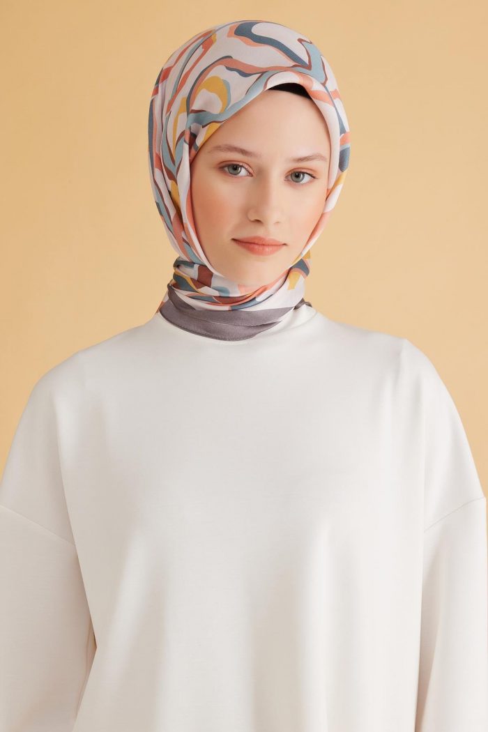 Belli Fresh Pure Eşarp 4-15 Krem Karışık Desen 49969 - Görsel 1