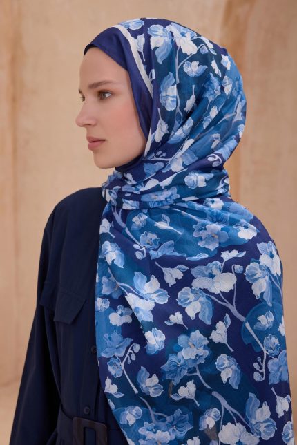 Belli Fresh Tela Şal 4-03 Lacivert Karışık Desen 49708