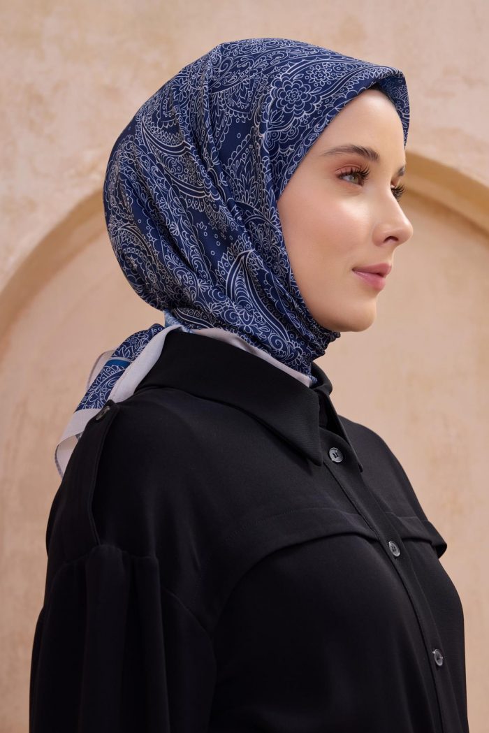 Belli Fresh Twist Eşarp 04 Lacivert Karışık Desen 49736 - Görsel 1