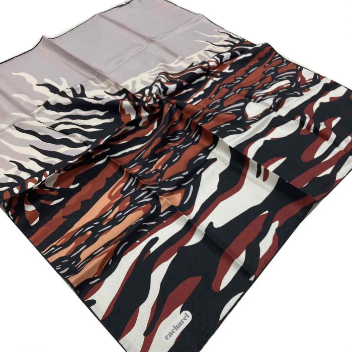 Cacharel Kahve  -  Siyah Zebra Desen Tivil İpek Eşarp 7825313  -  913 - Görsel 1