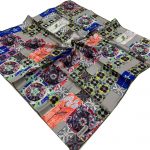 Cacharel Taş Rengi-Yeşil Etnik Desen Tivil İpek Eşarp 7204313-951