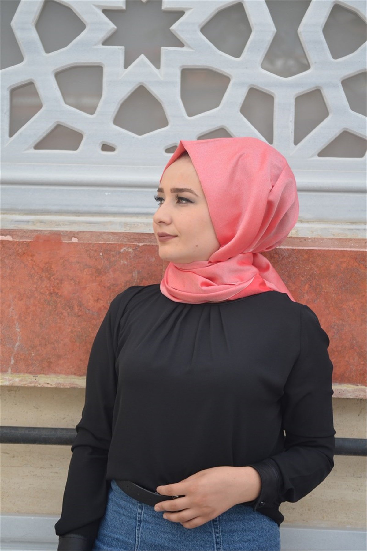 carvella-18-ipek-koyu-pembe-01d4 Carvella %18 İpek Şal Koyu Pembe - Görsel 1