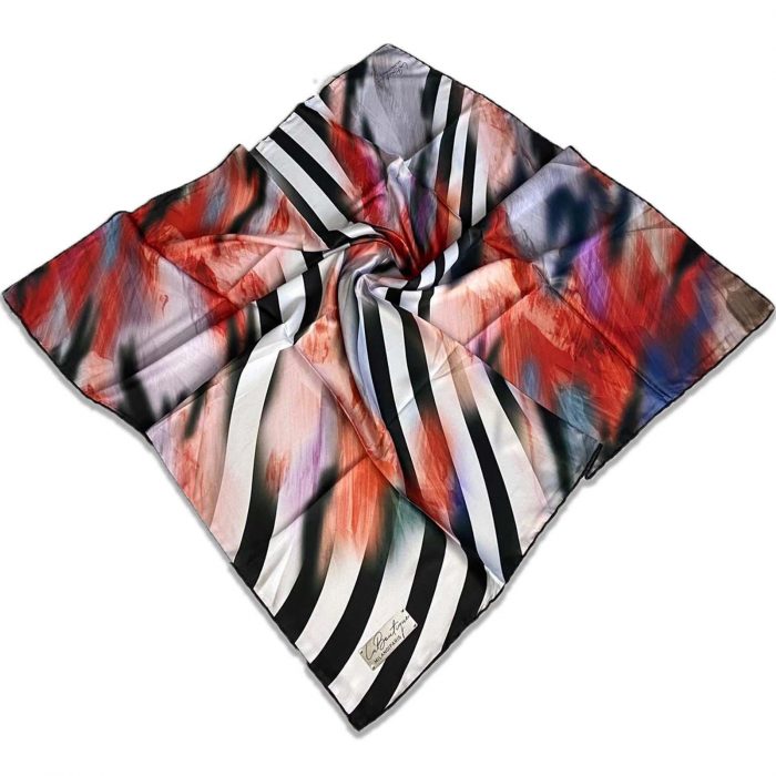 Defolu Polyester La Boutique Kırmızı Karma Desen Eşarp 32579 - Görsel 1