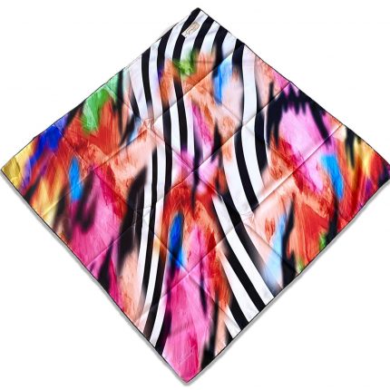 Defolu Polyester La Boutique Siyah Beyaz Zebra Karma Desen Eşarp 1374-12 34712
