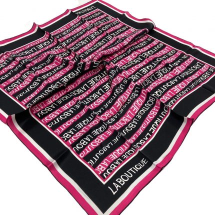 La Boutique Pembe Harf Desenli Tivil İpek Eşarp 1631-07