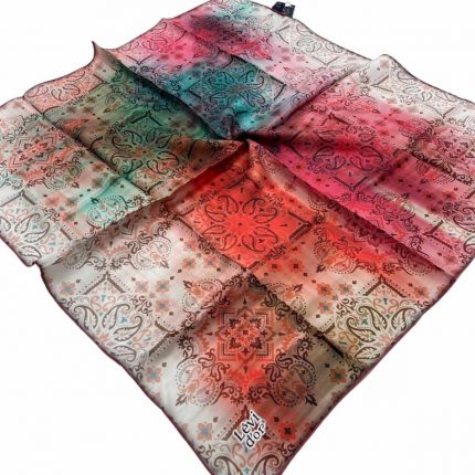 Levidor Fuşya Desenli Tivil İpek Eşarp 22521 - 06