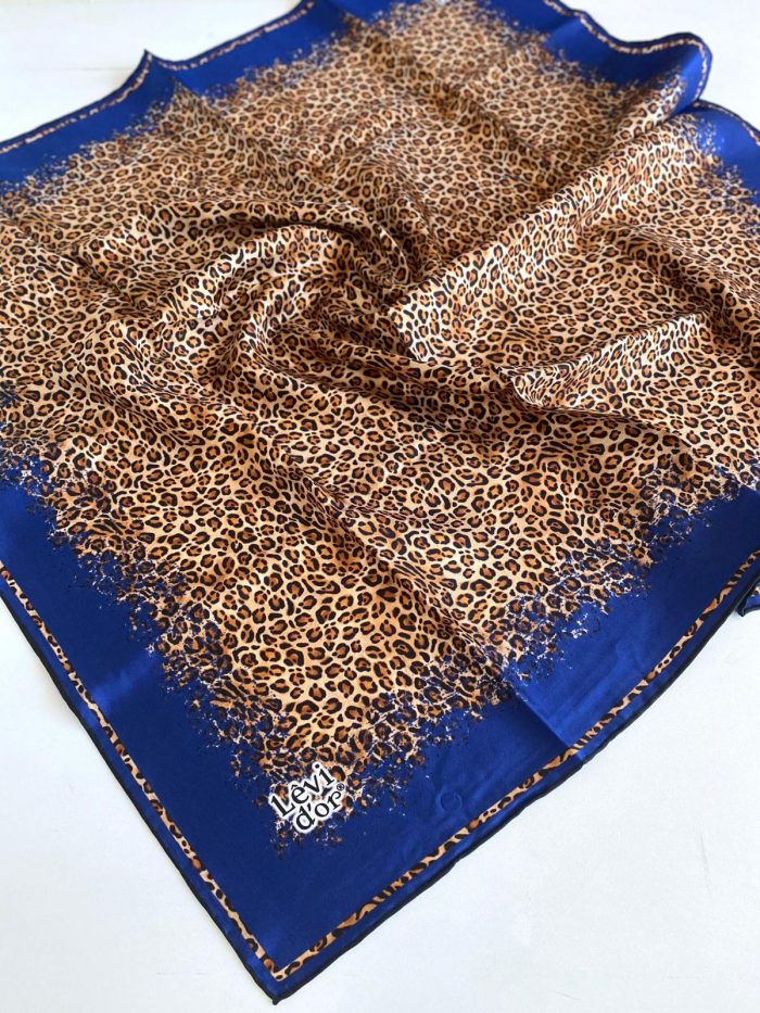 Levidor Tivil İpek Eşarp 46868 Saks Mavisi  Karışık Desen - Görsel 1