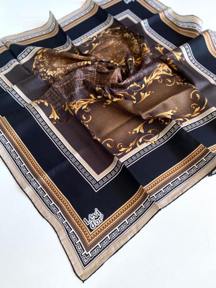 Levidor Tivil Saf İpek Eşarp 48968 Siyah Karışık Desen