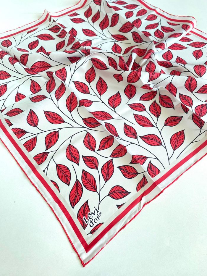 Levidor Tivil Saf İpek Eşarp 49208 Pembe - Beyaz Karışık Desen - Görsel 1