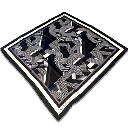 Pierre Cardin Beyaz  -  Siyah Geometrik Desen Tivil İpek Eşarp 8339438 - 916