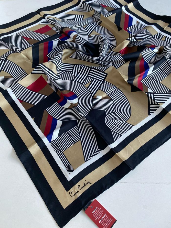 Pierre Cardin Dore - Siyah Geometrik Desen Tivil İpek Eşarp 8339438-911 - Görsel 1