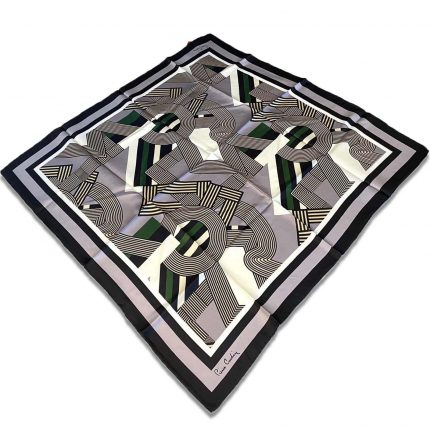 Pierre Cardin Siyah - Gri Geometrik Desen Tivil İpek Eşarp 8339438-912