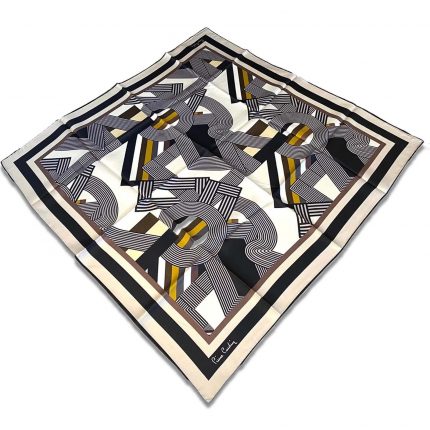 Pierre Cardin Siyah - Kahve Geometrik Desen Tivil İpek Eşarp 8339438-917