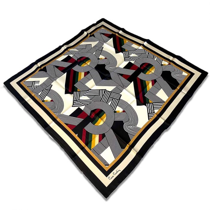 Pierre Cardin Siyah  -  Krem Geometrik Desen Tivil İpek Eşarp 8339438 - 913 - Görsel 1