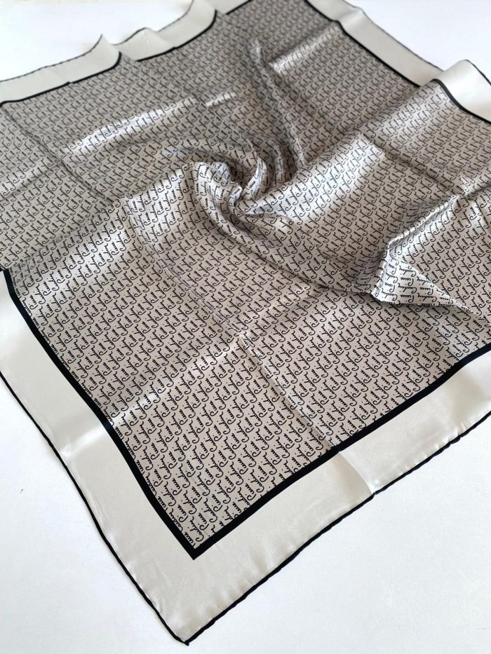 Pierre Cardin Sura Saf İpek Eşarp 49675 Vizon Karışık Desen - Görsel 1