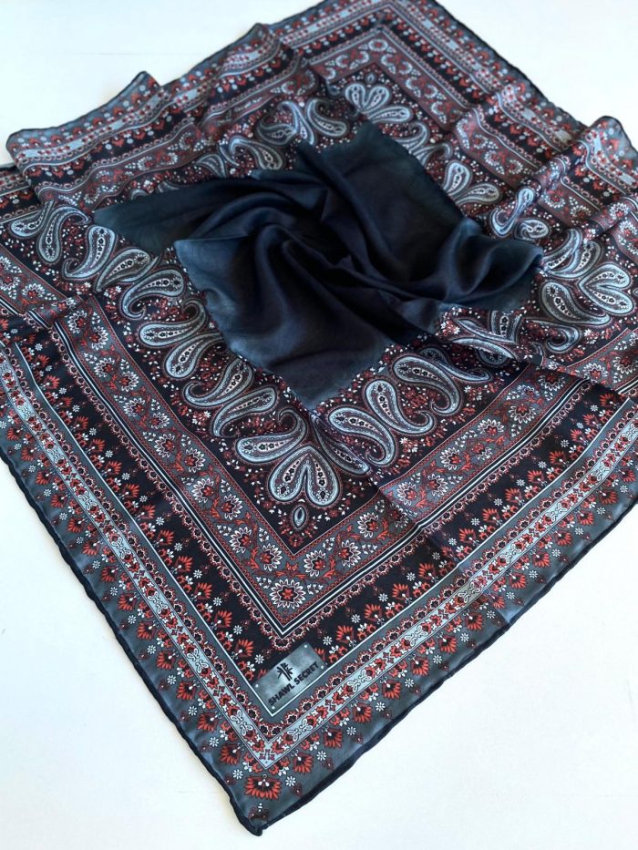 Shawl Secret Dört Mevsim Etnik Desen Eşarp Siyah - 49555 - Görsel 1