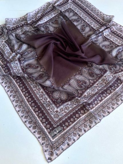 Shawl Secret Dört Mevsim Etnik Desen Eşarp Mürdüm - 49562