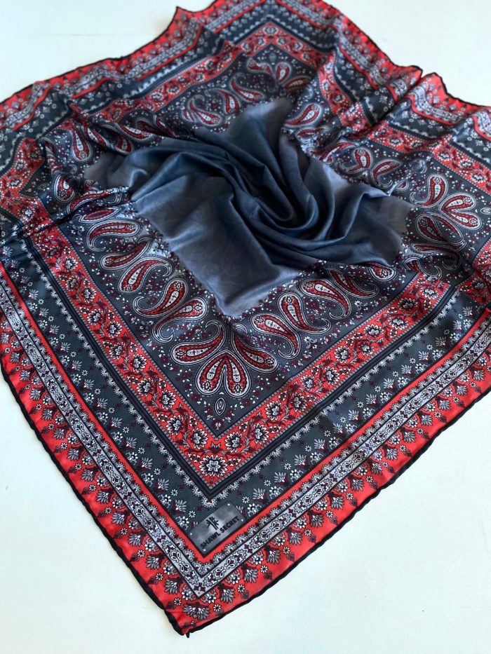 Shawl Secret Dört Mevsim Etnik Desen Eşarp Füme - 49571 - Görsel 1