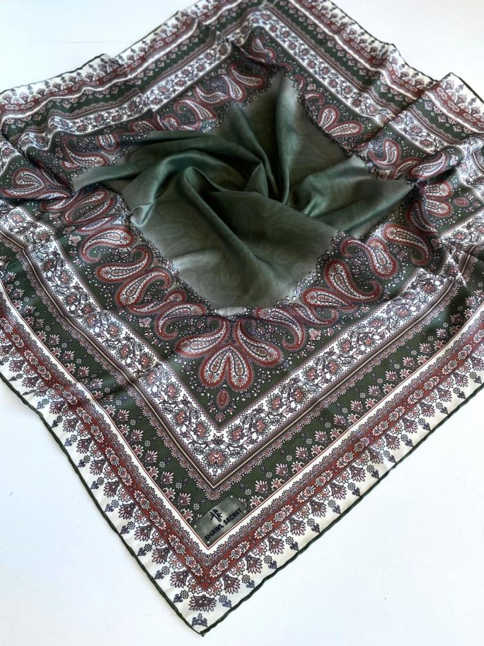 Shawl Secret Dört Mevsim Etnik Desen Eşarp Yeşil - 49560 - Görsel 1