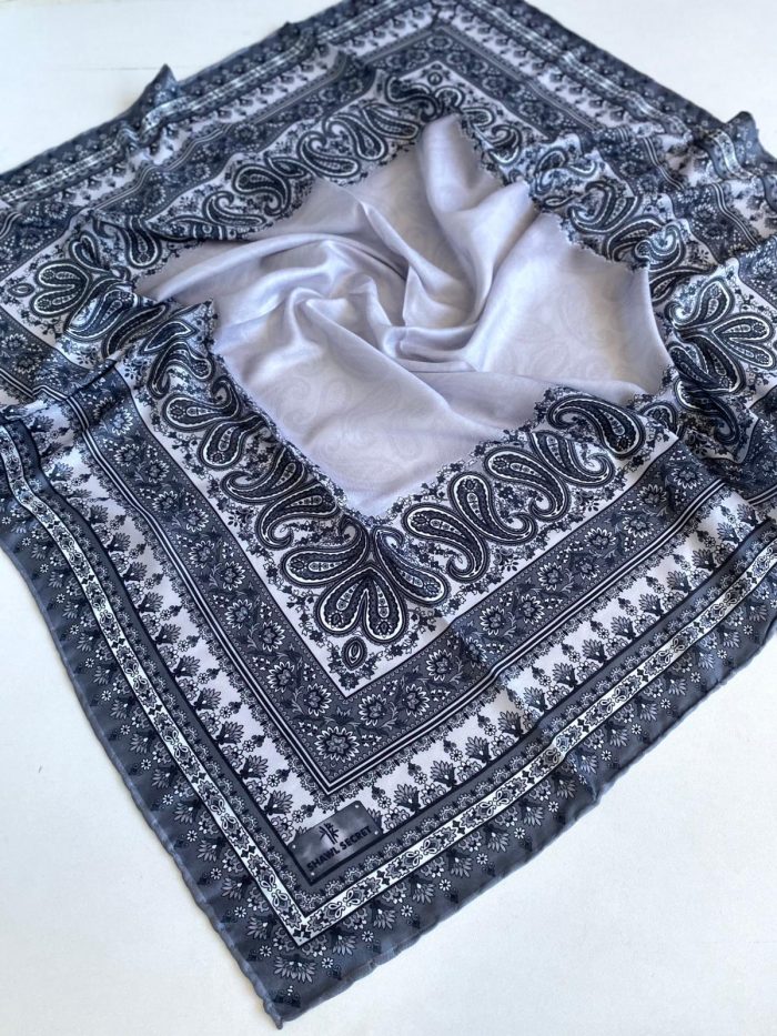 Shawl Secret Dört Mevsim Etnik Desen Eşarp Gri - 49557 - Görsel 1