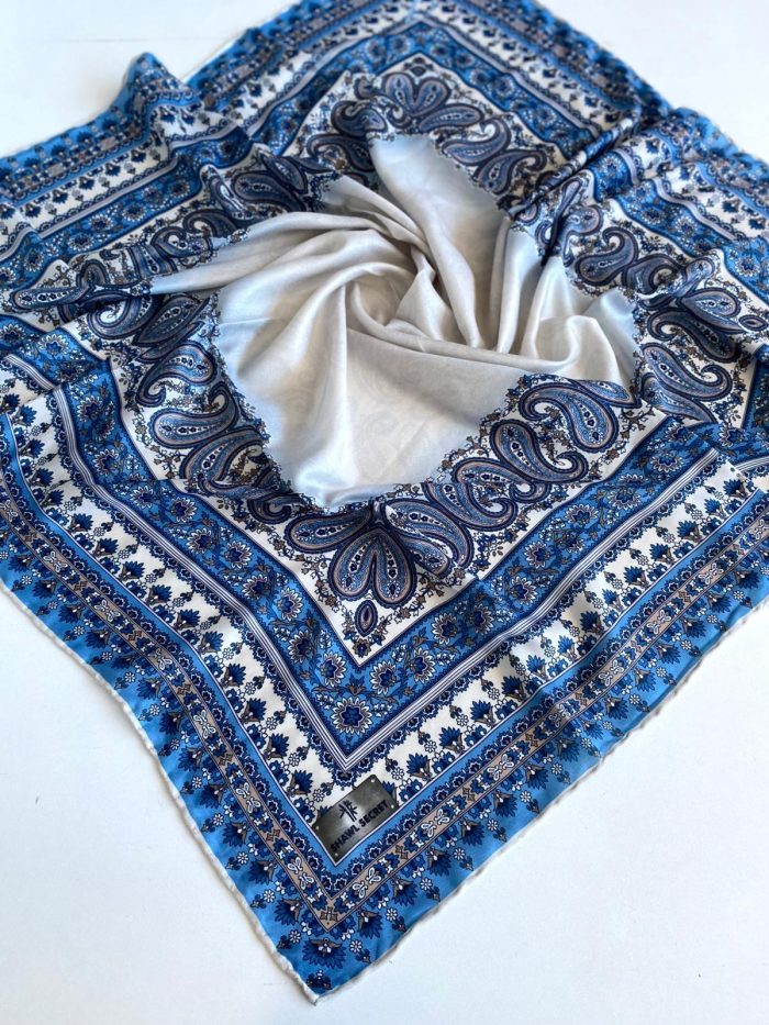 Shawl Secret Dört Mevsim Etnik Desen Eşarp Mavi - 49572 - Görsel 1