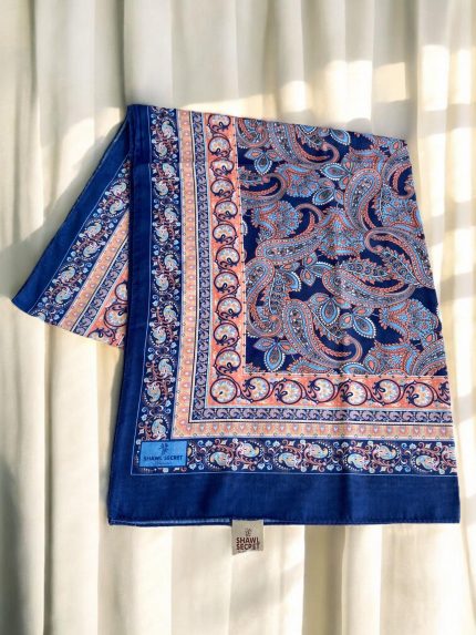 Shawl Secret Glamour Pamuklu Etnik Soft Şal 49506 Koyu Mavi
