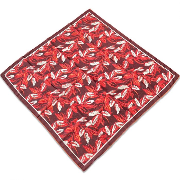 Silk Home Bordo Kırmızı-Turuncu Çiçek Desen Soft Eşarp 73055-50 - Görsel 1
