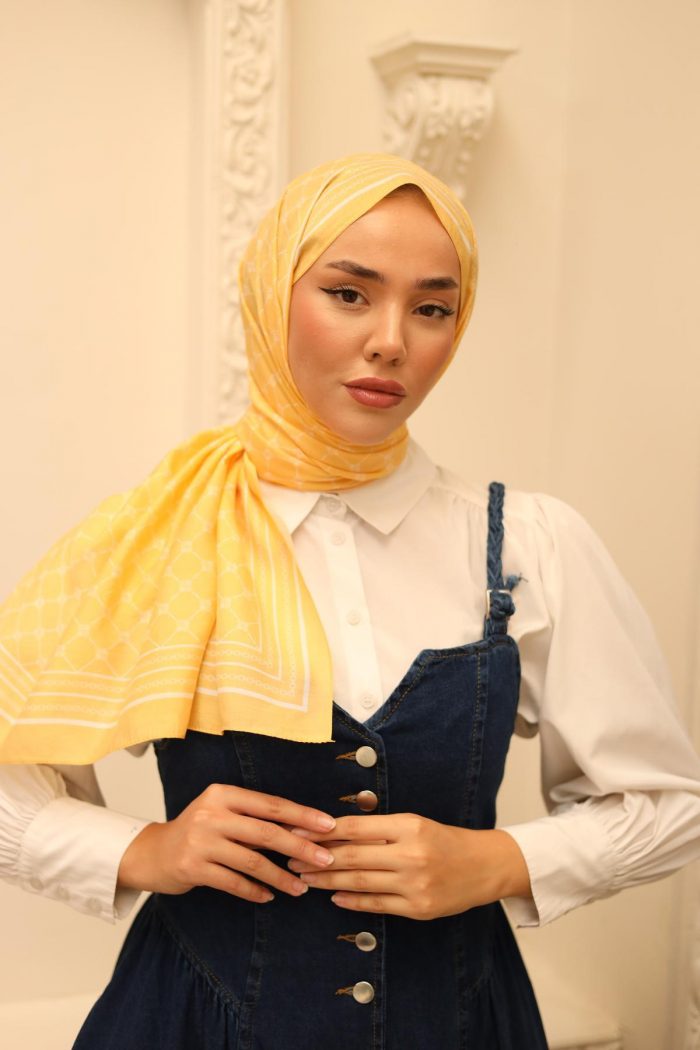 Silk Home Olinda Şal 49005-17 Sarı, Beyaz - Görsel 1