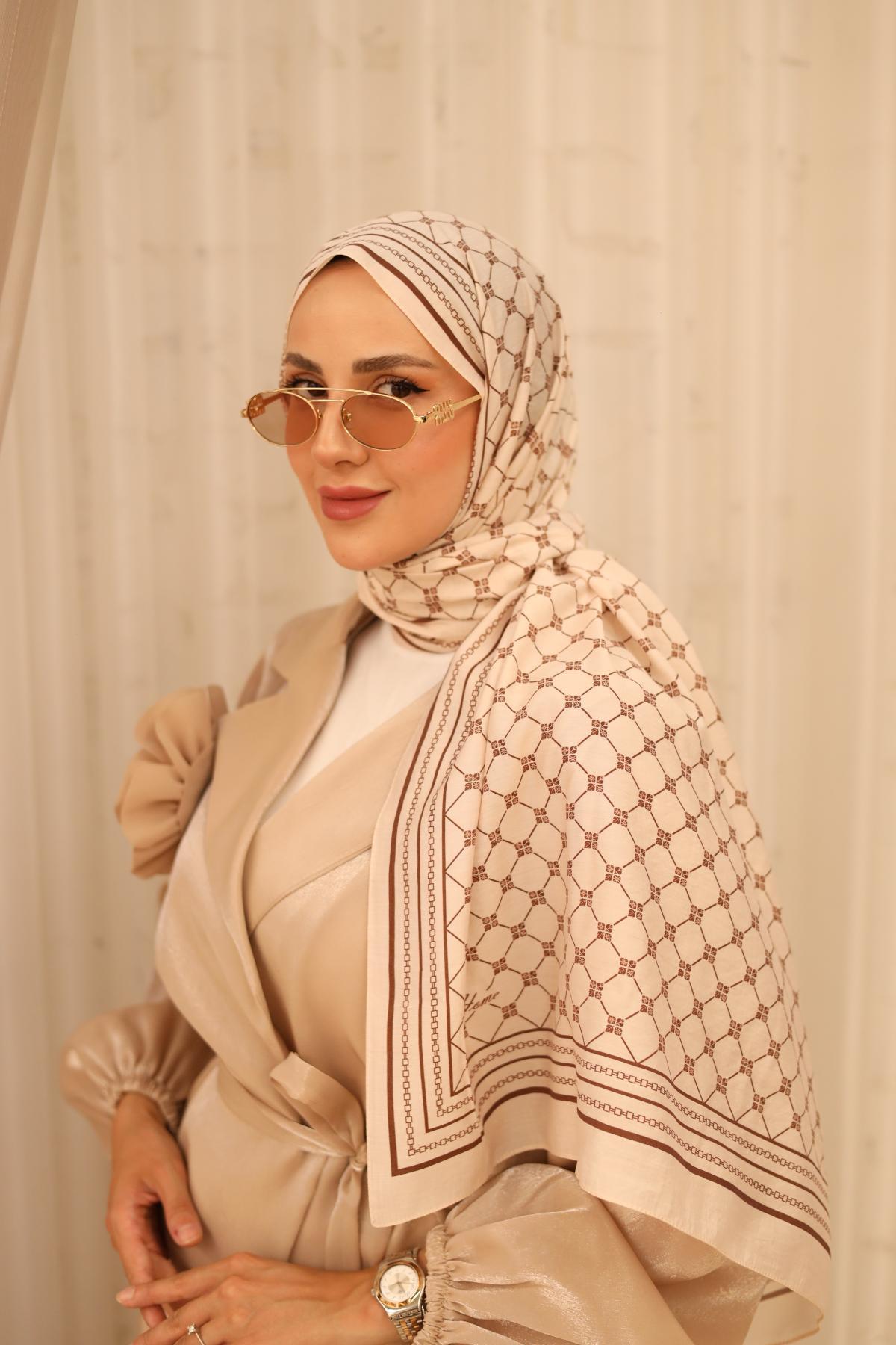 silk-home-olinda-sal-49005-39-vanilya-3756-4 Silk Home Olinda Şal 49005-39 Vanilya, Acı Kahve - Görsel 1