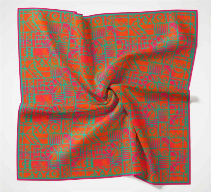Silk Home Soft Eşarp 36672 Turuncu-Yeşil Karma Desen - Görsel 1