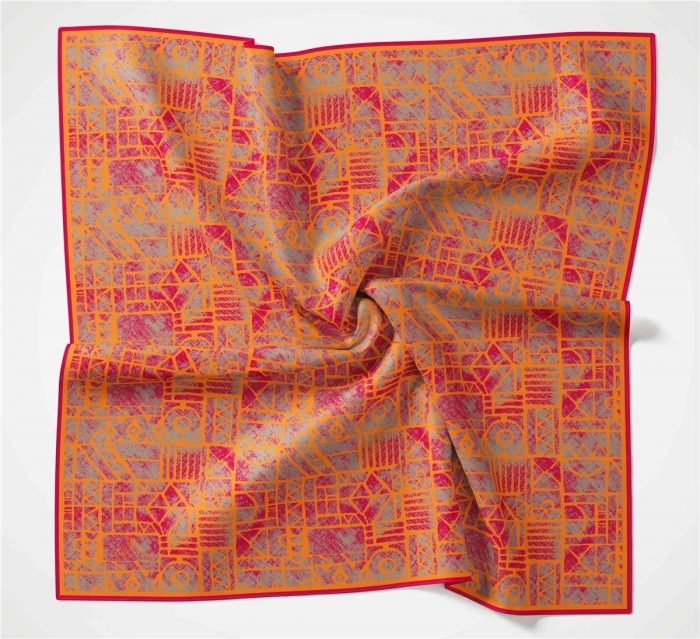 Silk Home Soft Eşarp 36691 Turuncu Pembe Karma Desen - Görsel 1