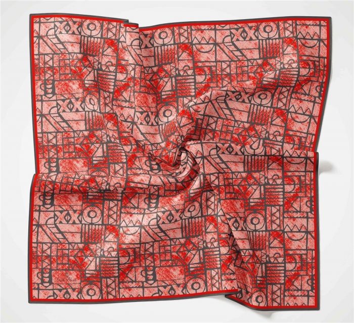 Silk Home Soft Eşarp 36702 Kırmızı Siyah Karma Desen - Görsel 1