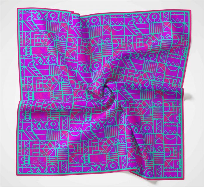 Silk Home Soft Eşarp 36723 Mor Pembe Karma Desen - Görsel 1