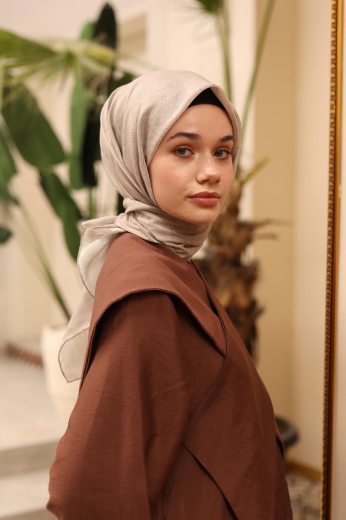 Silk Home Soft Eşarp 48865 Vizon-Ekru Karışık Desen  - Görsel 1