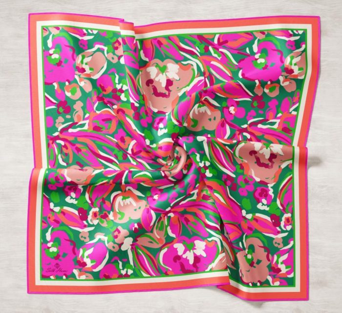 Silk Home Somon-Fuşya Desenli Tivil İpek Eşarp 11405-28 - Görsel 1