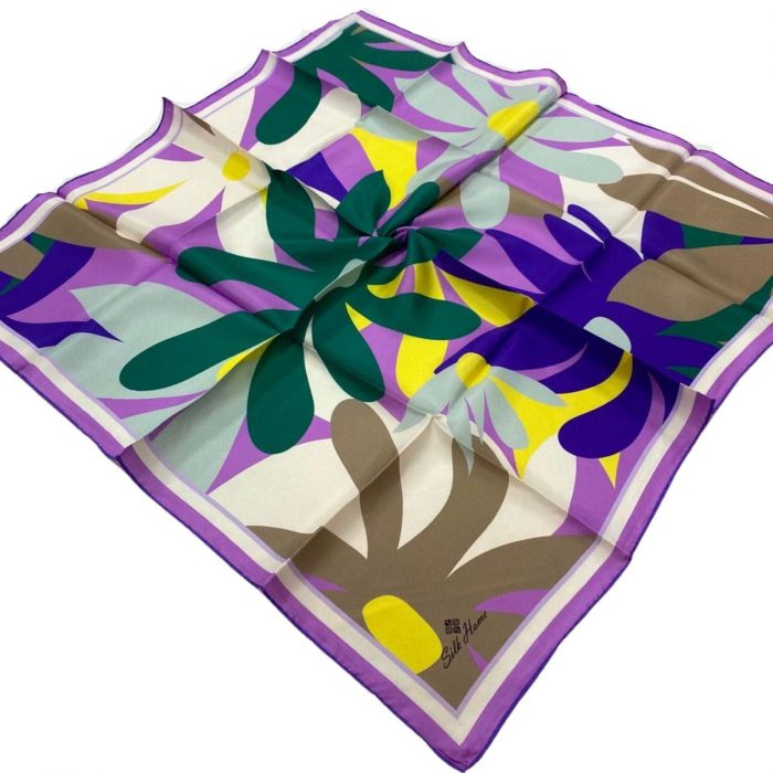 Silk Home Vizon-Lila Çiçek Desenli Tivil İpek Eşarp 11408-634 - Görsel 1
