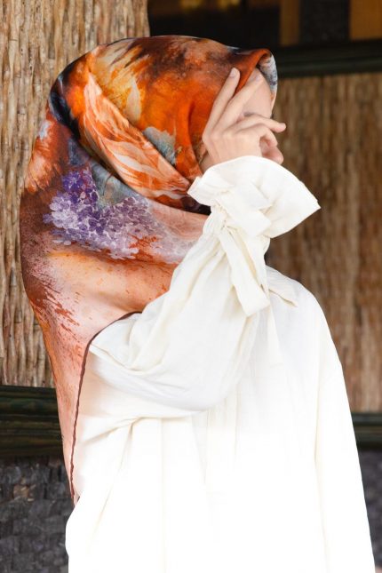 Vissona Tivil Bordo - 1 Desenli İpek Eşarp 17641 - 0018