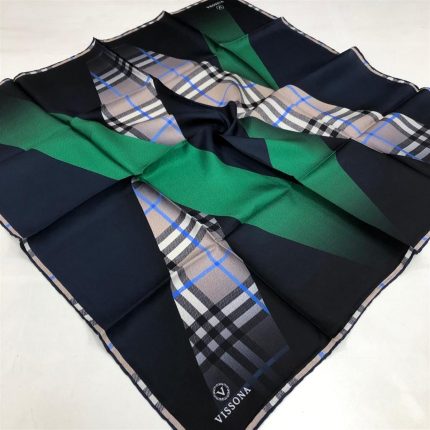 Vissona Tivil Zümrüt Yeşili - Lacivert  İpek Eşarp DGN 50581 - 0036 - 0033