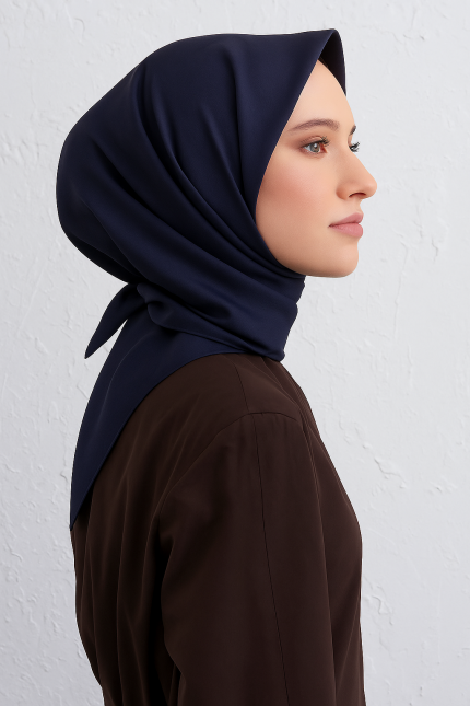 Armine Lacivert Düz Renk Sura İpek Eşarp 10D02 - 501