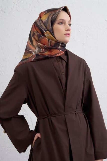 Armine Sura Saf İpek Eşarp 9406 - 80 Bordo Karışık Desen