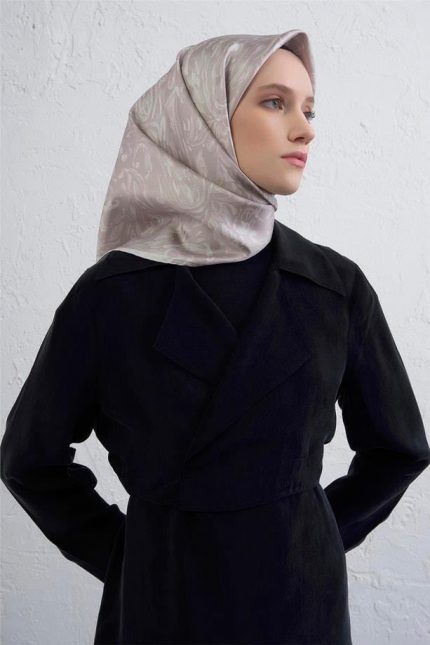 Armine Sura Saf İpek Eşarp 9431 - 85 Krem Karışık Desen