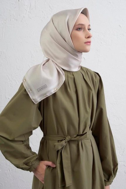 Armine Tivil Saf İpek Eşarp 9401 - 85 Krem Karışık Desen
