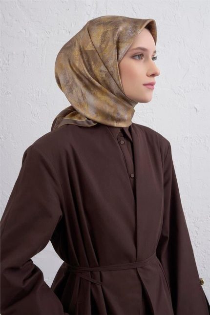 Armine Tivil Saf İpek Eşarp 9433 - 35 Sarı Karışık Desen