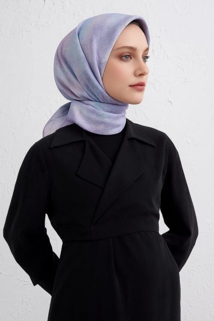 Armine Tivil Saf İpek Eşarp 9437 - 05 Mor Karışık Desen