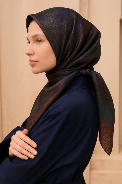 Armine Tivil Saf İpek Eşarp 9437 - 18 Bordo Karışık Desen