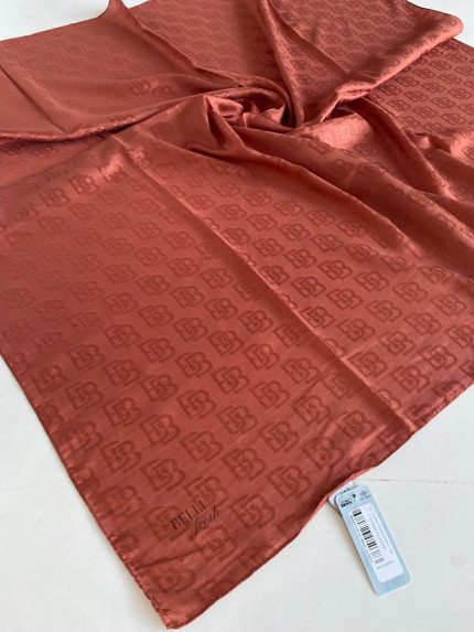 Belli Fresh Monogram Jakarlı Eşarp 1 - 25 Turuncu Desenli