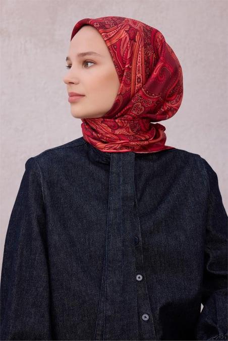 belli-tivil-saf-ipek-esarp-4202-05-koy-5-4318 Belli Tivil Saf İpek Eşarp 4202 - 05 Koyu Pembe Etnik Desen - Görsel 1