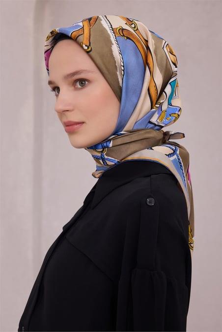 belli-tivil-saf-ipek-esarp-4205-31-yes-064-b6 Belli Tivil Saf İpek Eşarp 4205 - 31 Yeşil Batik Desen - Görsel 1