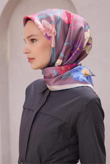 belli-tivil-saf-ipek-esarp-4219-56-koy-b8da-b Belli Tivil Saf İpek Eşarp 4219 - 56 Koyu Lila Çiçek Desen - Görsel 1